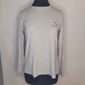 Vineyard Vines Santa Whale Long Sleeve Tee M EUC Preppy Holiday Christmas Style